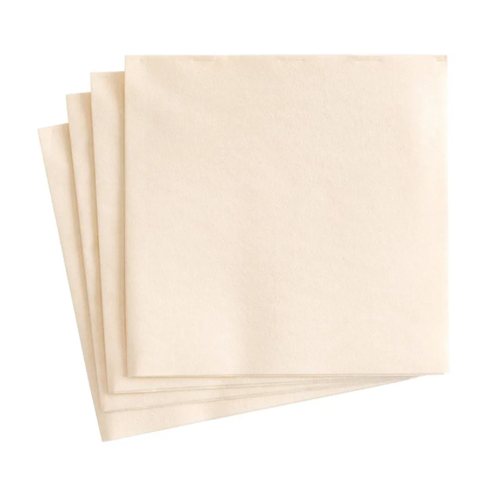 Paper Linen Solid Cocktail Napkins in Ivory - 15 Per Package