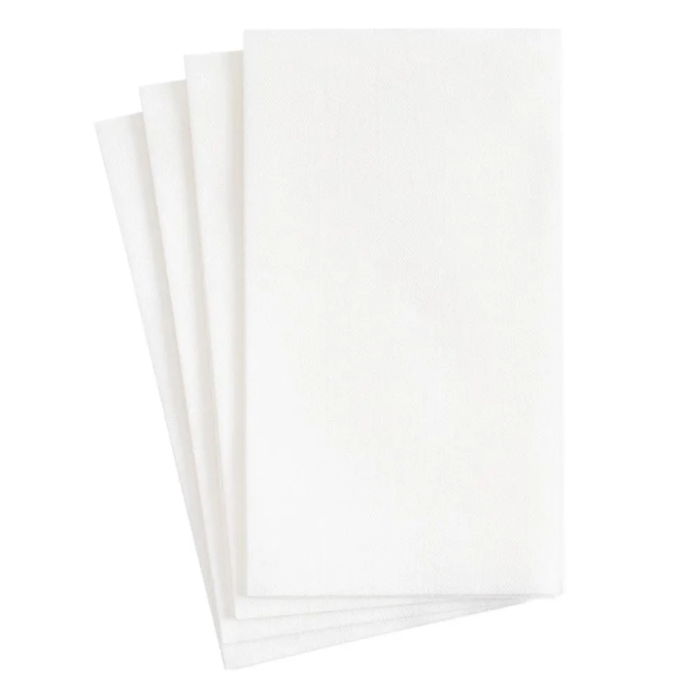 Paper Linen Solid Guest Towel Napkins in White - 12 Per Package