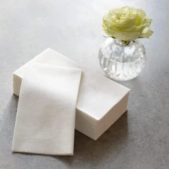 Paper Linen Solid Guest Towel Napkins in White - 12 Per Package