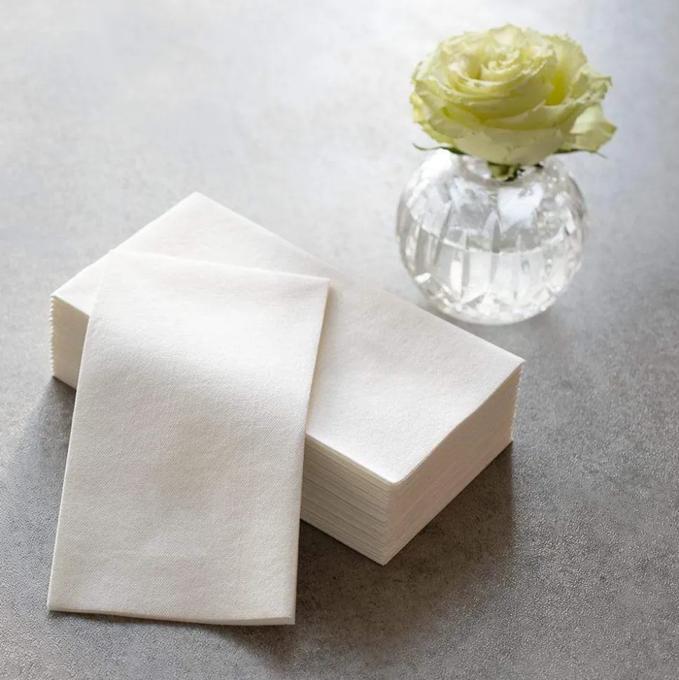 Paper Linen Solid Guest Towel Napkins in White - 12 Per Package
