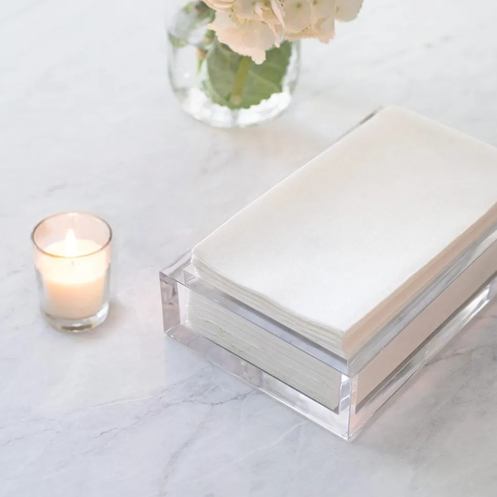 Paper Linen Solid Guest Towel Napkins in White - 12 Per Package
