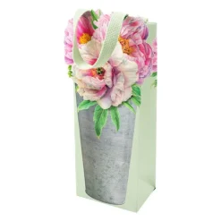 Peonies in French Flower Bucket Wine & Bottle Gift Bag - 1 Each