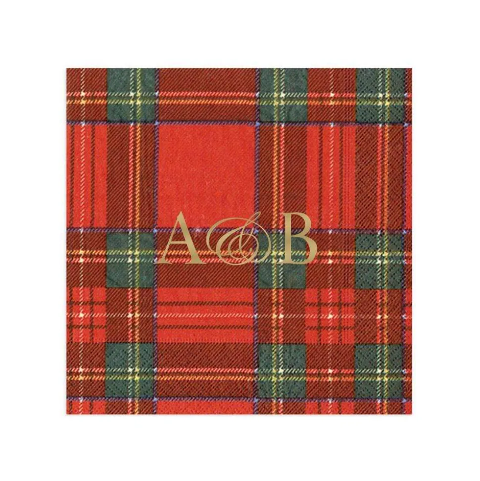 Personalized Double Initial Royal Plaid Cocktail Napkins