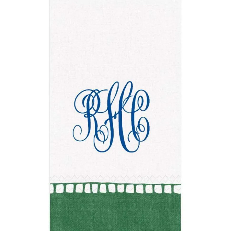 Personalized Monogram Linen Border Guest Towel Napkins