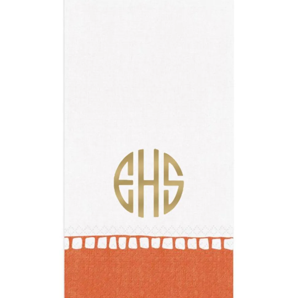 Personalized Monogram Linen Border Guest Towel Napkins