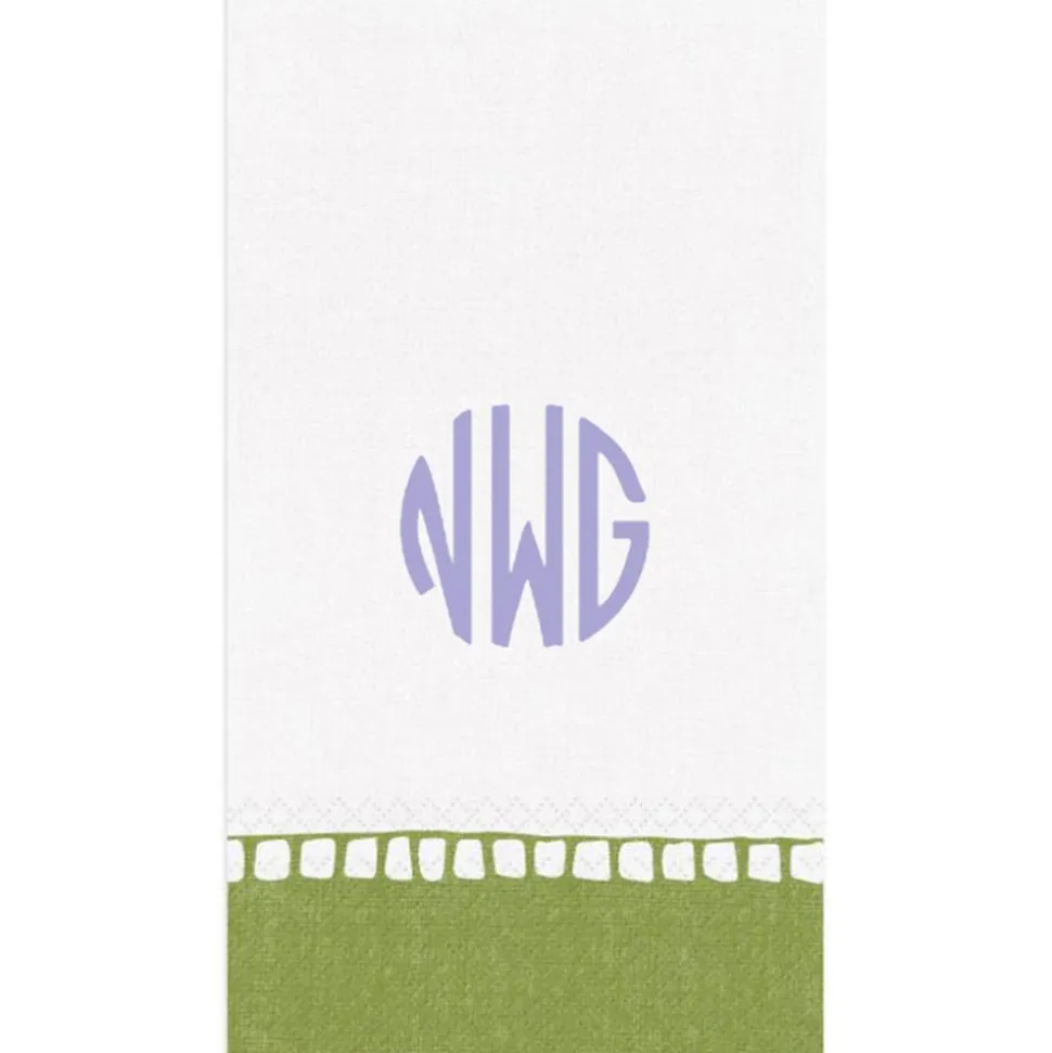 Personalized Monogram Linen Border Guest Towel Napkins