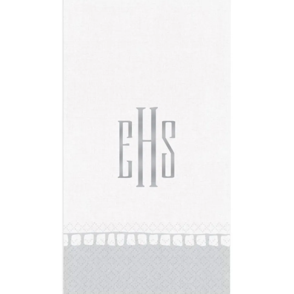 Personalized Monogram Linen Border Guest Towel Napkins