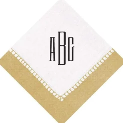 Personalized Monogram Linen Border Cocktail Napkins