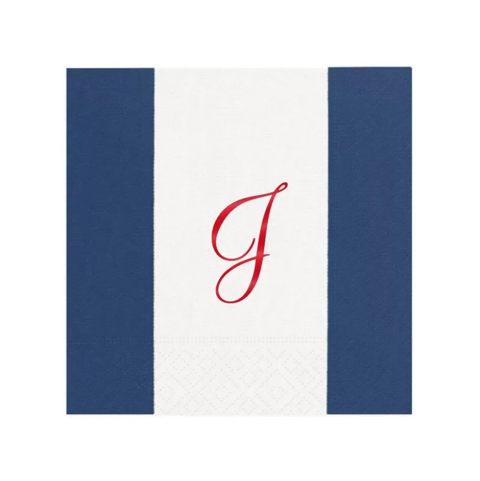 Personalized Single Initial Bandol Stripe Cocktail Napkins