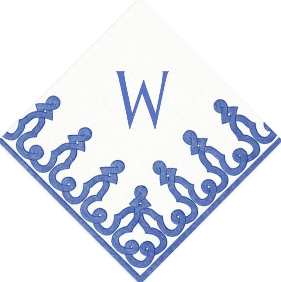 Personalized Single Initial Passementerie Cocktail Napkins