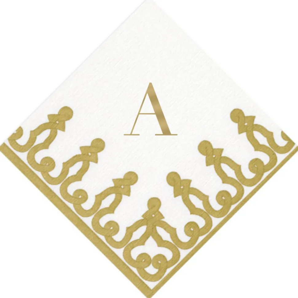 Personalized Single Initial Passementerie Cocktail Napkins