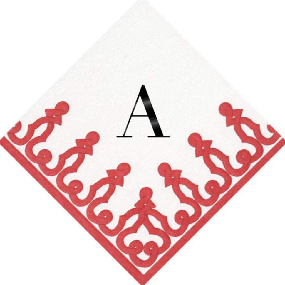 Personalized Single Initial Passementerie Cocktail Napkins