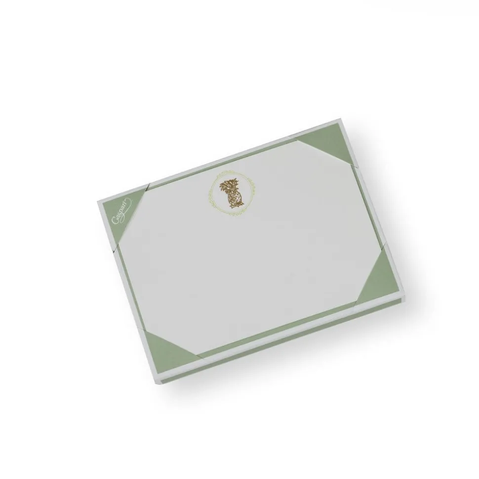 Pineapple Crest Foil Correspondence Cards - 12 Per Package