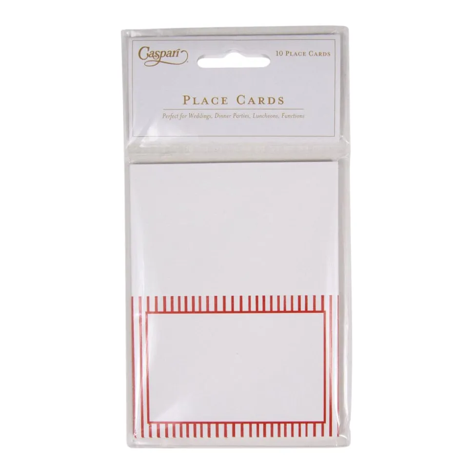 Pinstripe Red Place Cards Package 10 In