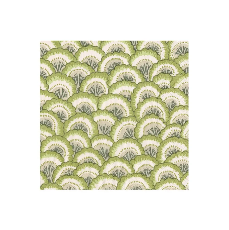 Pontchartrain Scallop Green Boxed Cocktail Napkins - 40 Per Box