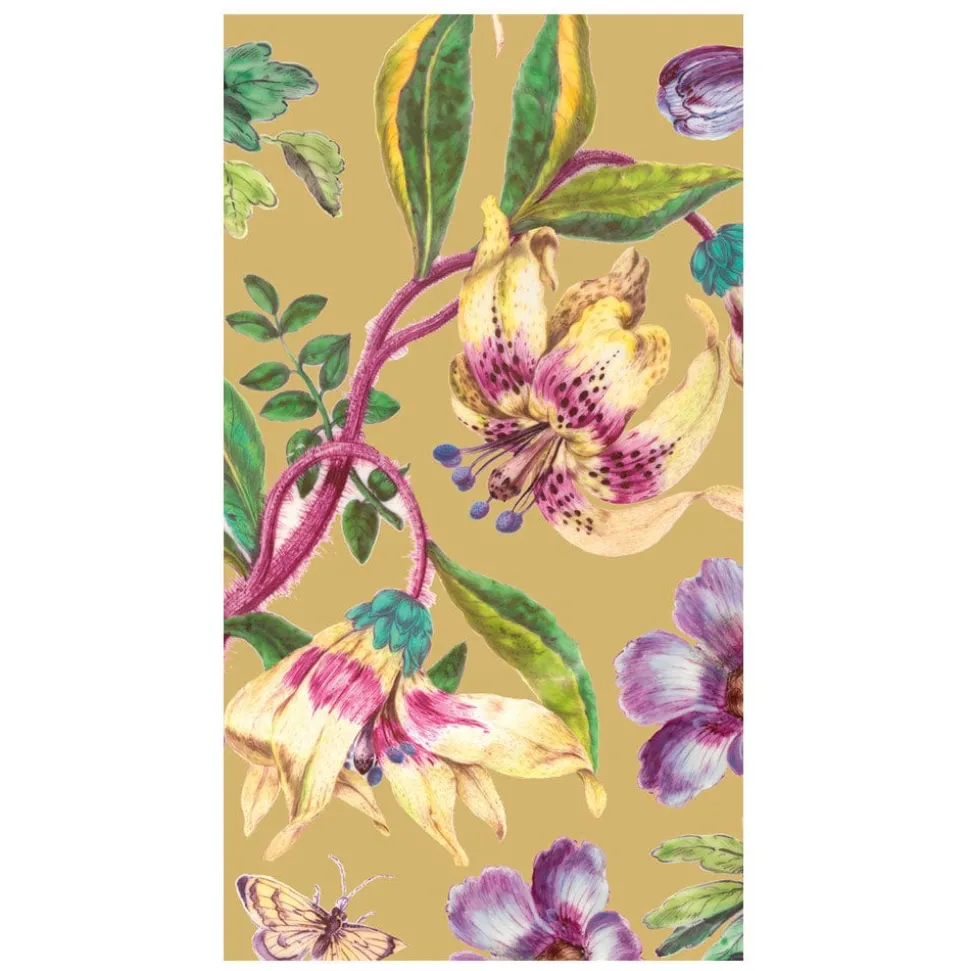 Porcelain Blooms Gold Guest Towel Napkins - 15 Per Package