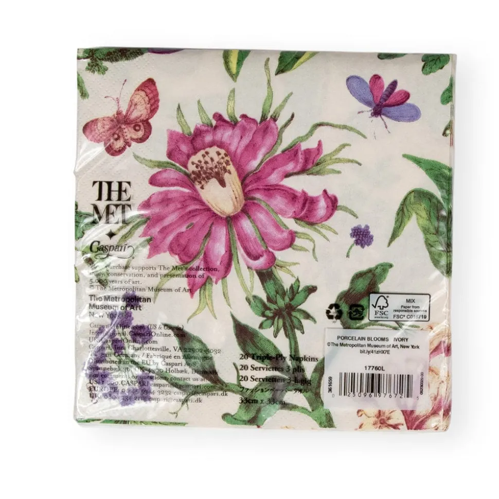 Porcelain Blooms Ivory Luncheon Napkins - 20 Per Package