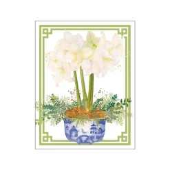 Potted Amaryllis Gift Enclosure Cards in Gold Foil - 4 Mini Cards & 4 Envelopes