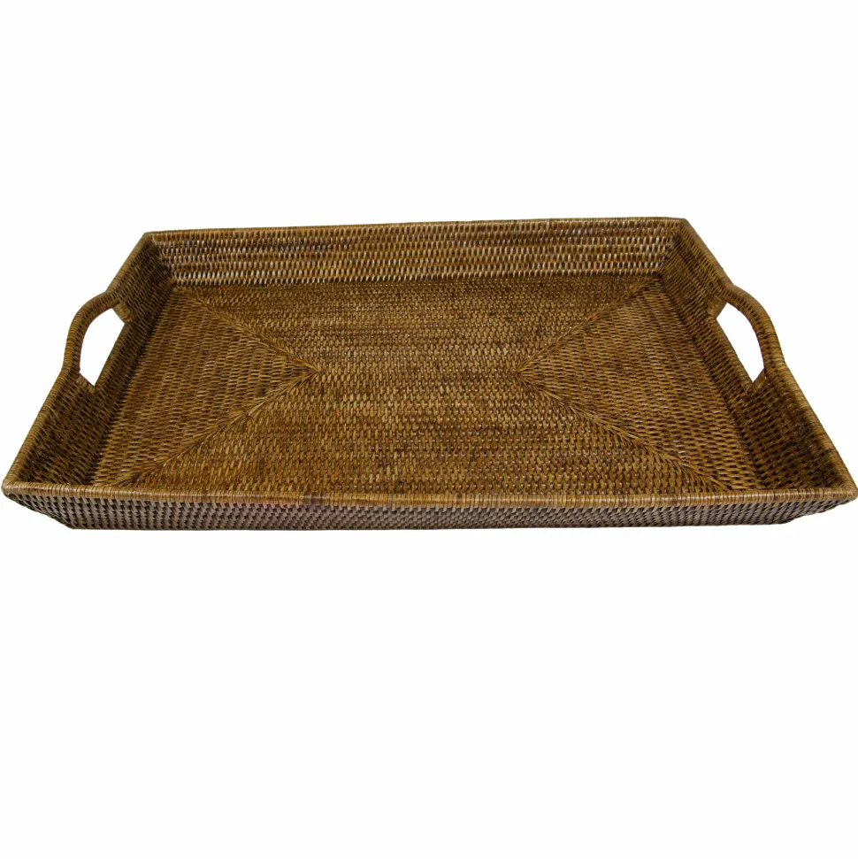 Rattan Extra Large Rectangle Tray in Natural-25.5" x 17.75" x 5"
