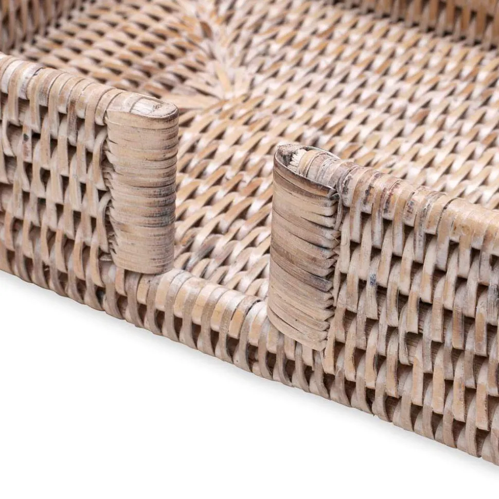 Rattan Guest Towel Napkin Holder in White Natural - 1 Each