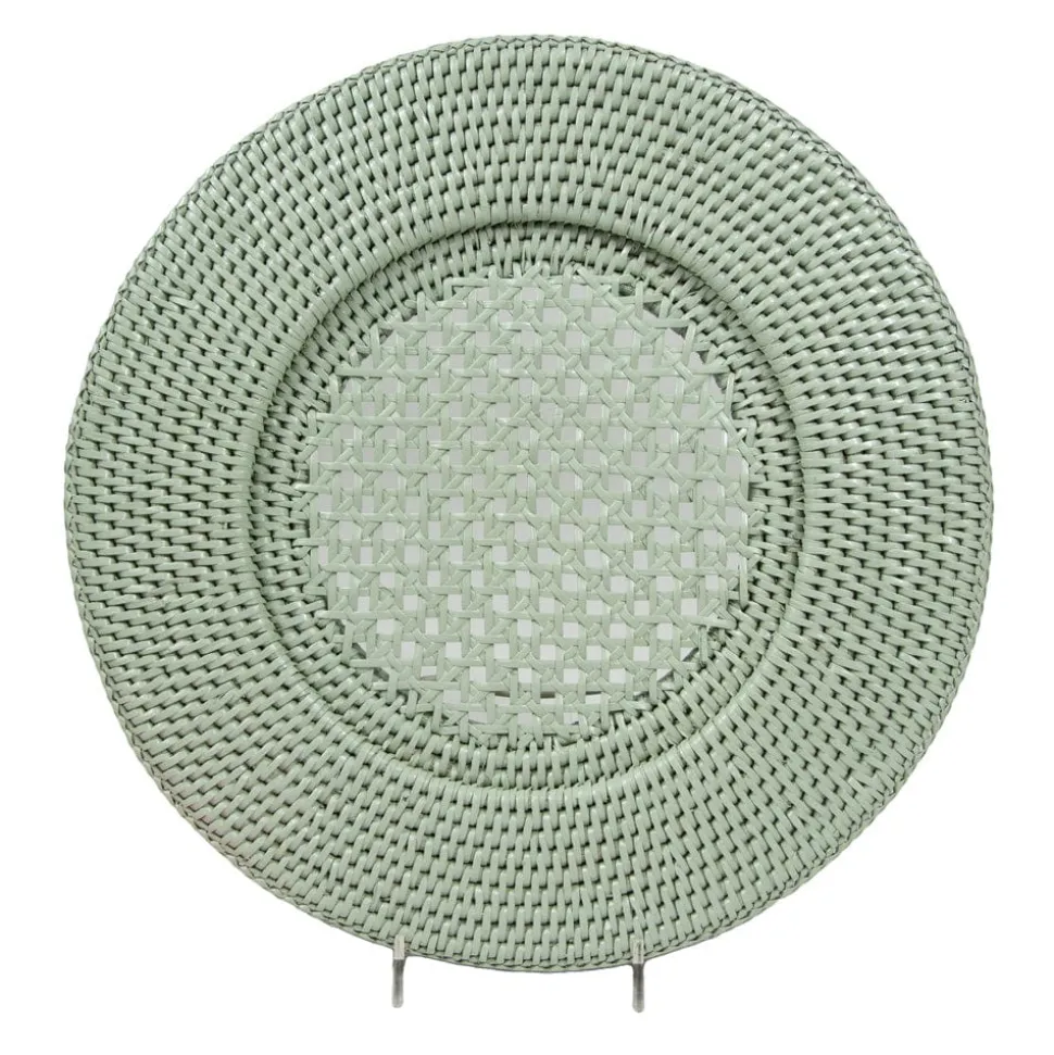 Rattan Round Charger Plate in Green - 1 Charger Plate
