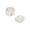 Rattan Round Coaster and Holder Set in Cream - Set of 6 Coasters and 1 Napkin Holder