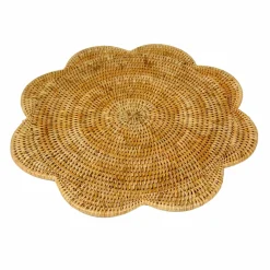Rattan Scalloped Round Placemat in Honey - 1 Placemat