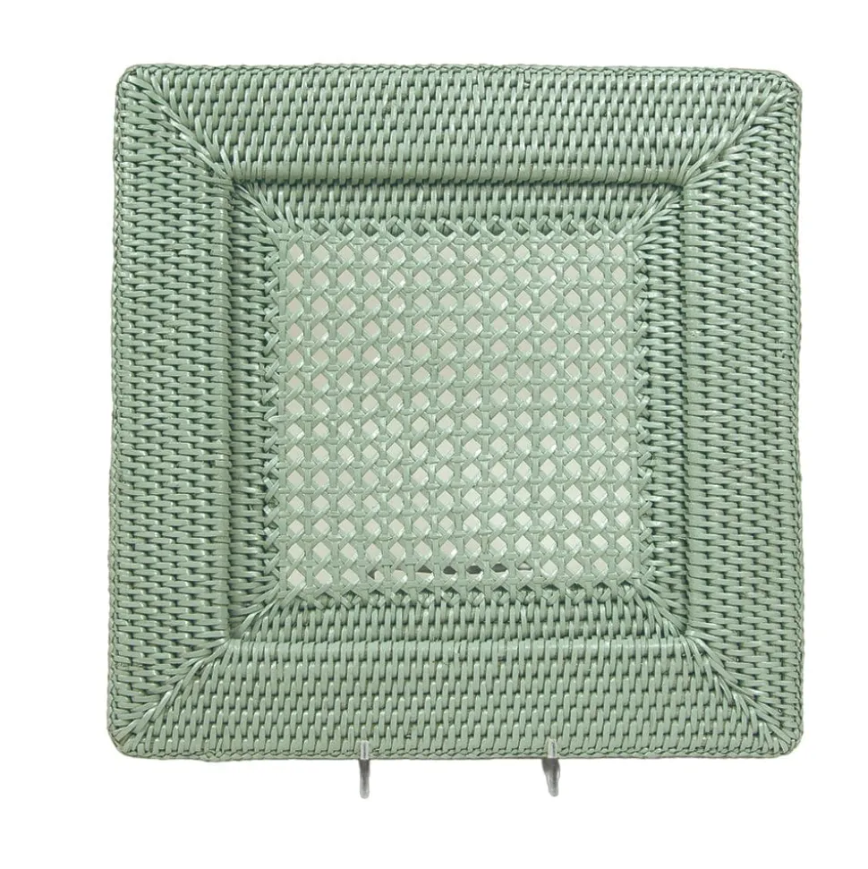 Rattan Square Charger Plate in Green - 1 Charger Plate