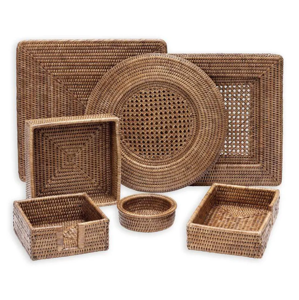 Rattan Wine Bottle Coaster in Dark Natural - 1 Each