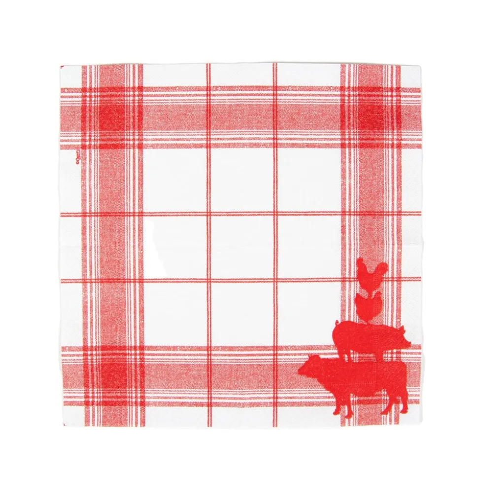 Red Barn Cocktail Napkins - 20 Per Package