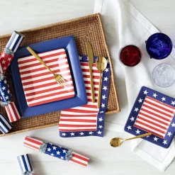 Red, White & Blue Square Paper Salad & Dessert Plates - 8 Per Package