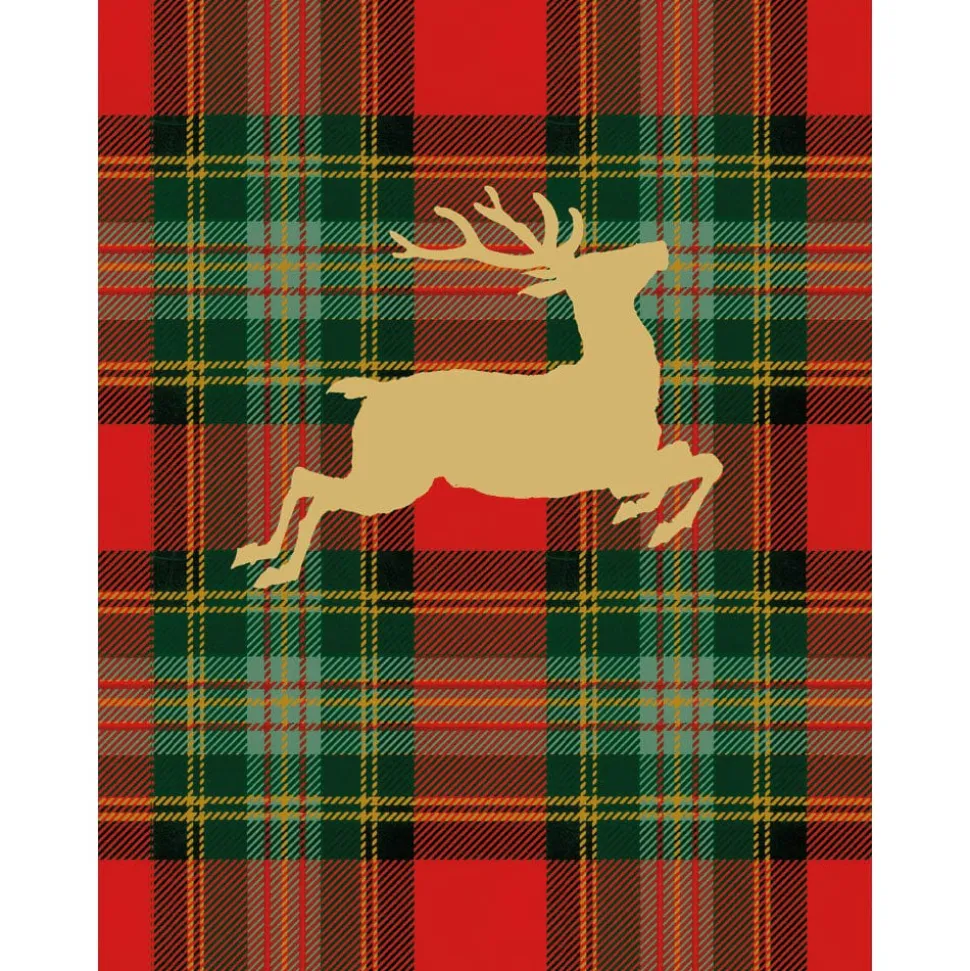 Reindeer Tartan foil Personalized Christmas Cards