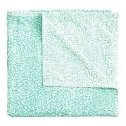 Reversible Kantha Table Cover in Green Block Print Leaves - 1 Each