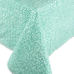Reversible Kantha Table Cover in Green Block Print Leaves - 1 Each