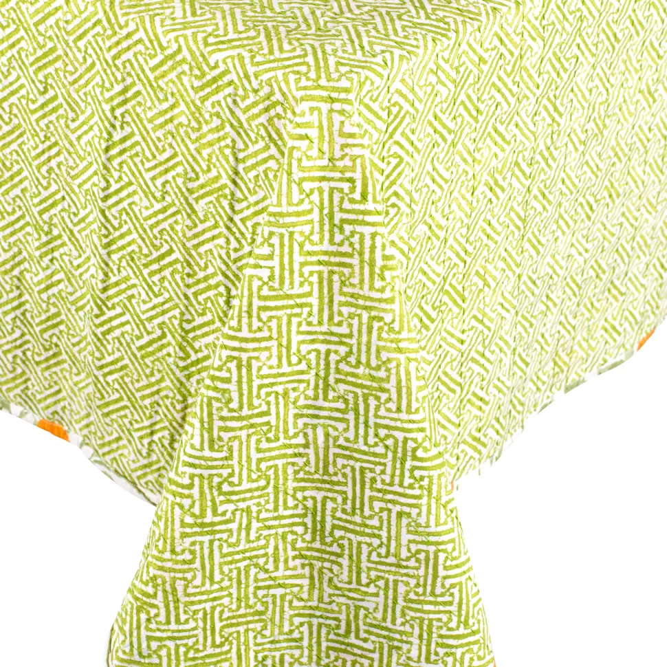 Reversible Kantha Table Cover in Orange Grove - 1 Each