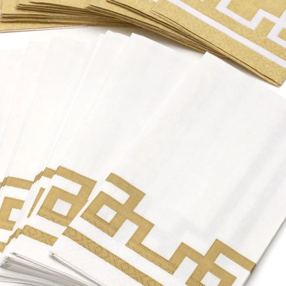 Rive Gauche Paper Guest Towel Napkins in Gold & White - 15 Per Package
