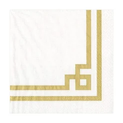 Rive Gauche Paper Luncheon Napkins in Gold & White - 20 Per Package