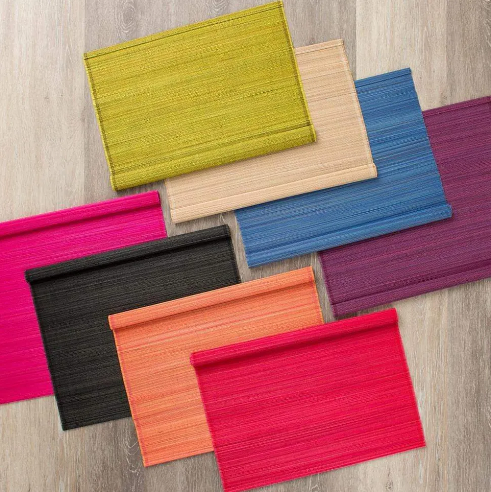Roll-Up Bamboo Placemats in Aubergine - Set of 4
