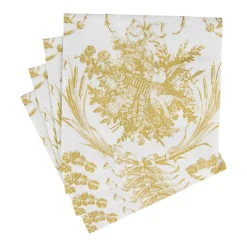 Romantic Toile Gold Cocktail Napkins - 20 Per Package