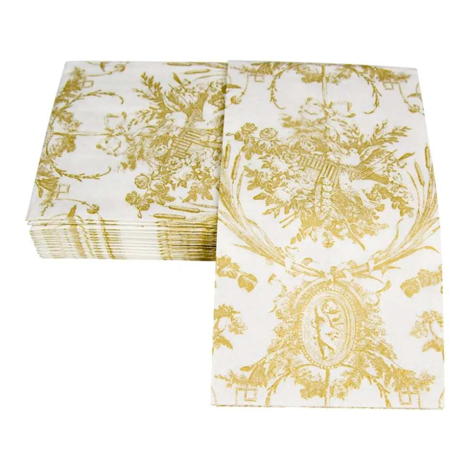 Romantic Toile Gold Guest Towel Napkins - 15 Per Package