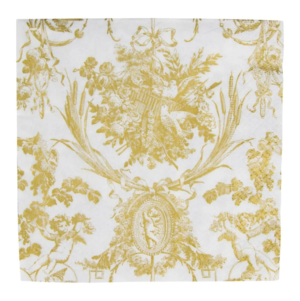 Romantic Toile Gold Luncheon Napkins - 20 Per Package