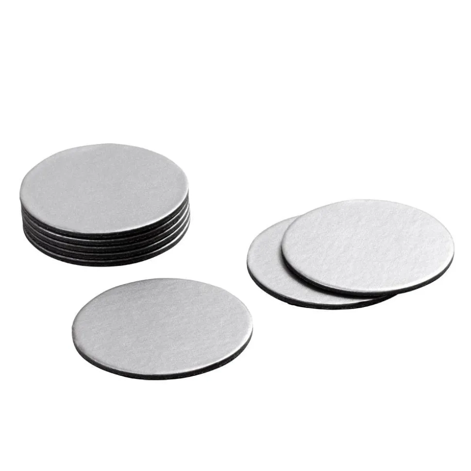 Round Luster Felt-Backed Coasters in Silver - 8 Per Box