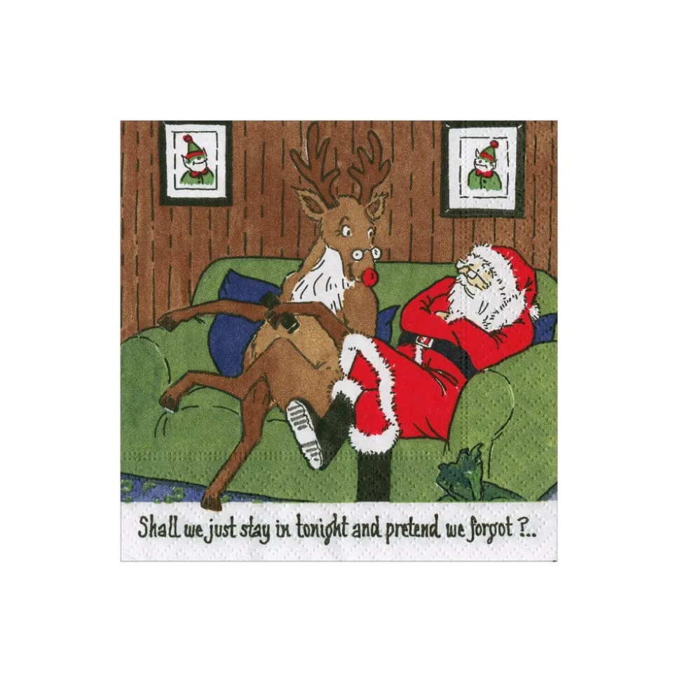 Santa At Home Cocktail Napkins - includes 20 Cocktail Napkins