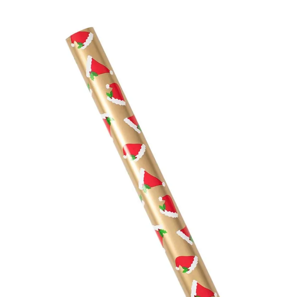 Santa Hat Toss Reversible Gift Wrapping Paper - 30" x 8' Roll