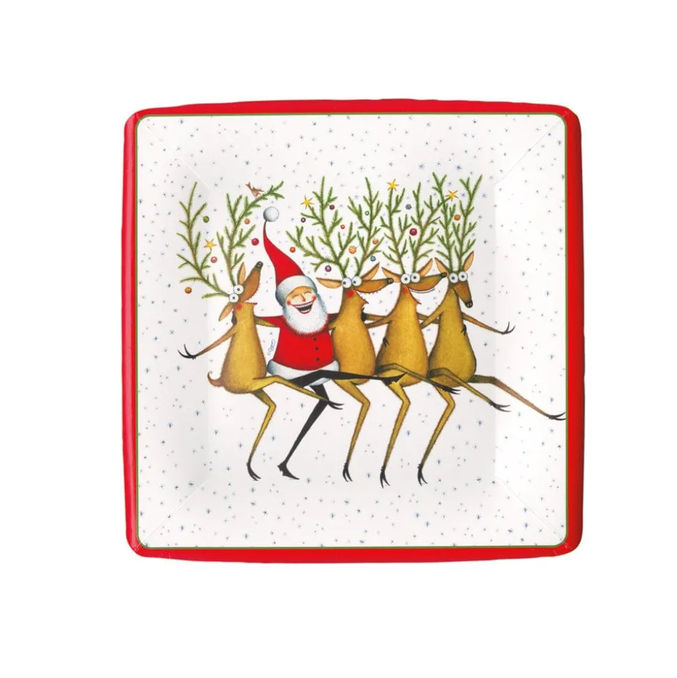 Santa's Kickettes Square Paper Salad & Dessert Plates - 8 Per Package