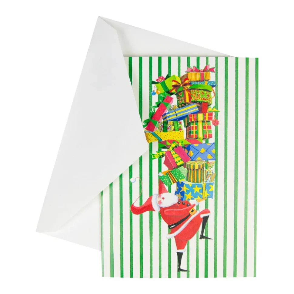 Santa With Stack Of Gifts Small Boxed Christmas Cards - includes 15 cards & envelopes