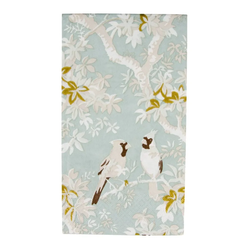 Scenic Songbirds Celadon Guest Towel Napkins - 15 Per Package