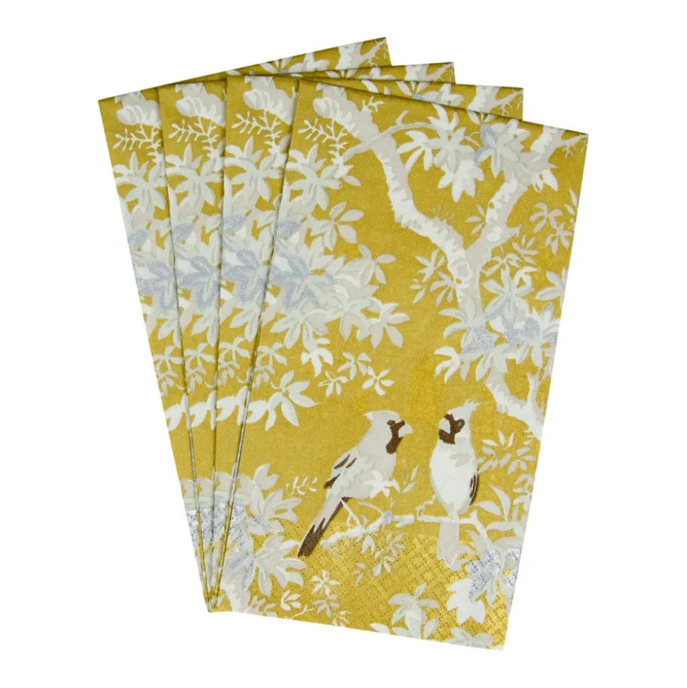 Scenic Songbirds Gold/Ivory Guest Towel Napkins - 15 Per Package