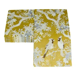 Scenic Songbirds Gold & Ivory Guest Towel Napkins - 15 Per Package
