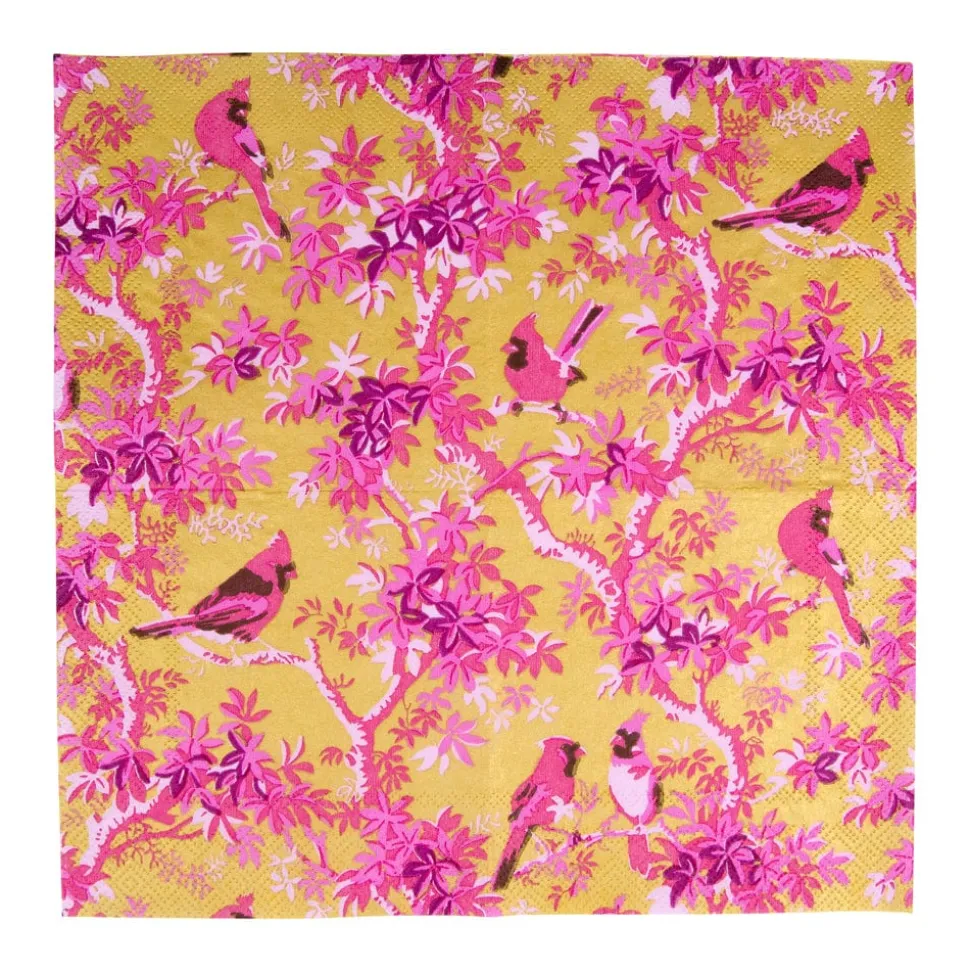 Scenic Songbirds Rose & Gold Cocktail Napkins - 20 Per Package